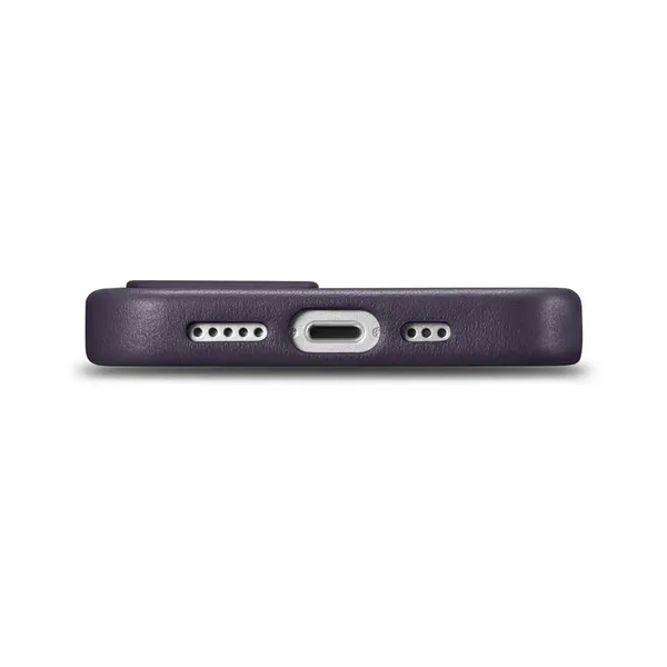 iCarer Case Leather pokrowiec etui z naturalnej skóry do iPhone 14 ciemnofioletowy (WMI14220705-DP) (kompatybilne z MagSafe)