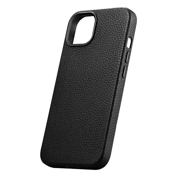 iCarer Litchi Premium Leather Case skórzane etui iPhone 14 Plus magnetyczne z MagSafe czarny (WMI14220711-BK)