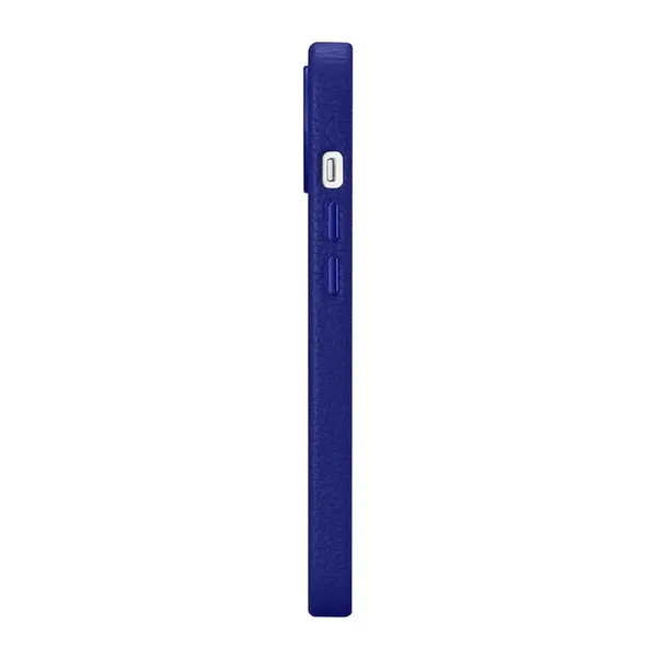 iCarer Litchi Premium Leather Case skórzane etui iPhone 14 Plus magnetyczne z MagSafe ciemnoniebieski (WMI14220711-DB)