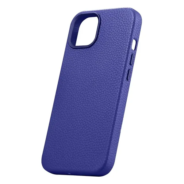 iCarer Litchi Premium Leather Case skórzane etui iPhone 14 Plus magnetyczne z MagSafe ciemnoniebieski (WMI14220711-DB)
