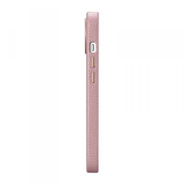 iCarer Litchi Premium Leather Case skórzane etui iPhone 14 Plus magnetyczne z MagSafe różowy (WMI14220711-PK)