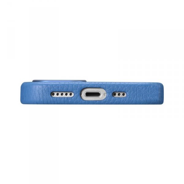 iCarer Litchi Premium Leather Case skórzane etui iPhone 14 Pro Max magnetyczne z MagSafe jasnoniebieski (WMI14220712-LB)