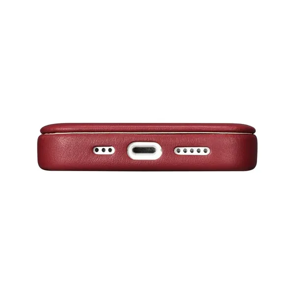 iCarer CE Premium Leather Folio Case skórzane etui iPhone 14 z klapką magnetyczne MagSafe czerwony (WMI14220713-RD)