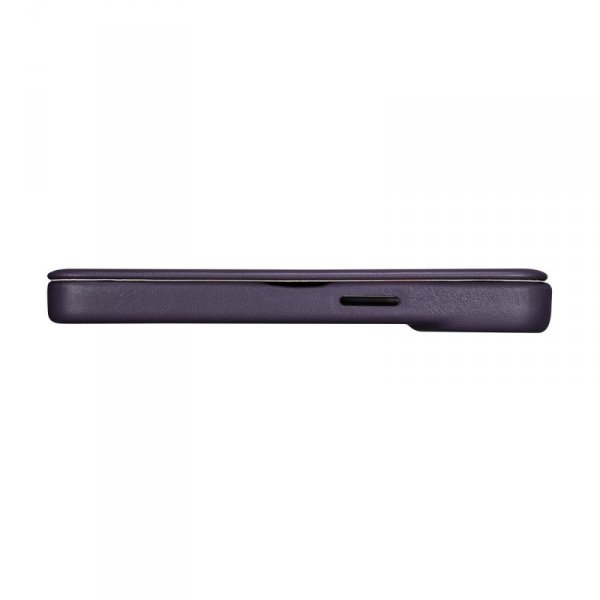 iCarer CE Premium Leather Folio Case skórzane etui iPhone 14 Plus z klapką magnetyczne MagSafe ciemnofioletowy (WMI14220715-DP)