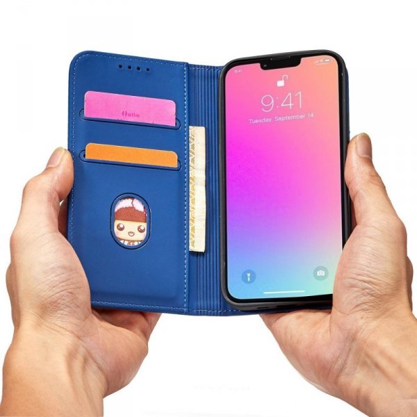 Magnet Card Case etui Samsung Galaxy A23 5G pokrowiec z klapką portfel podstawka niebieskie