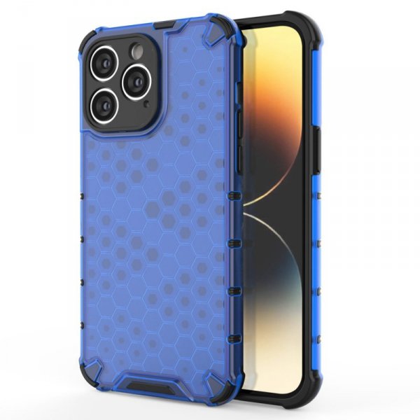 Honeycomb etui iPhone 14 Pro Max pancerny hybrydowy pokrowiec niebieskie