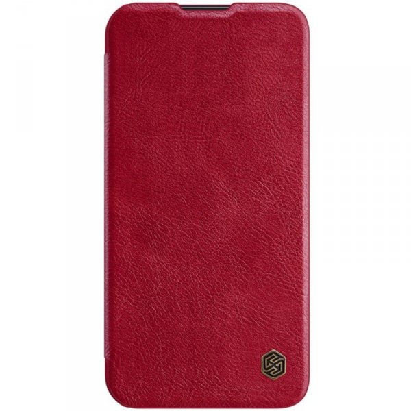 Nillkin Qin Leather Pro Case etui iPhone 14 Plus osłona na aparat kabura pokrowiec obudowa z klapką czerwony