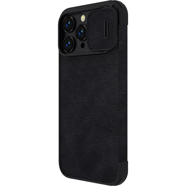 Nillkin Qin Leather Pro Case etui iPhone 14 Pro Max osłona na aparat kabura pokrowiec obudowa z klapką czarny