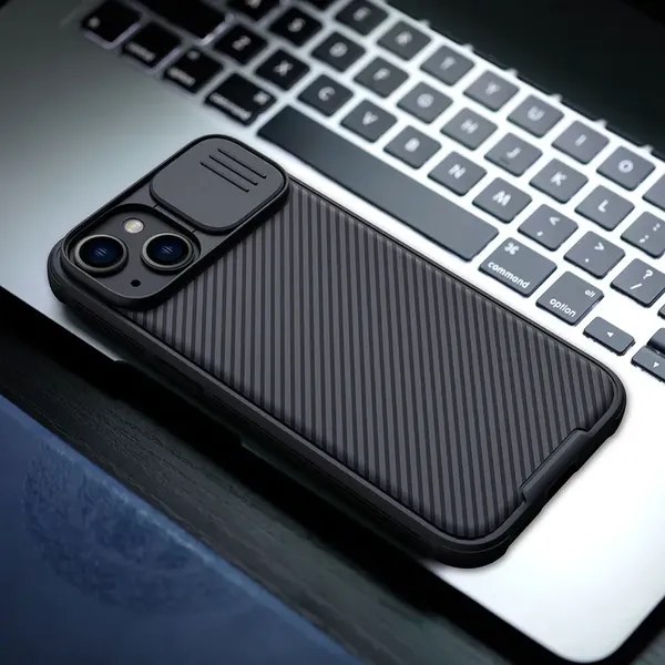 Nillkin CamShield Pro Magnetic Case etui iPhone 14 pokrowiec osłona na aparat kamerę niebieski (z MagSafe)