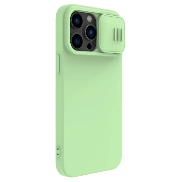 Nillkin CamShield Magnetic Silicone Case etui iPhone 14 Pro magnetyczny MagSafe pokrowiec z osłoną na aparat zielony