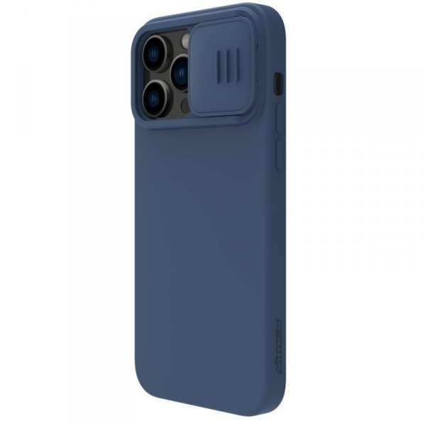 Nillkin CamShield Magnetic Silicone Case etui iPhone 14 Pro Max magnetyczny MagSafe pokrowiec z osłoną na aparat niebieski