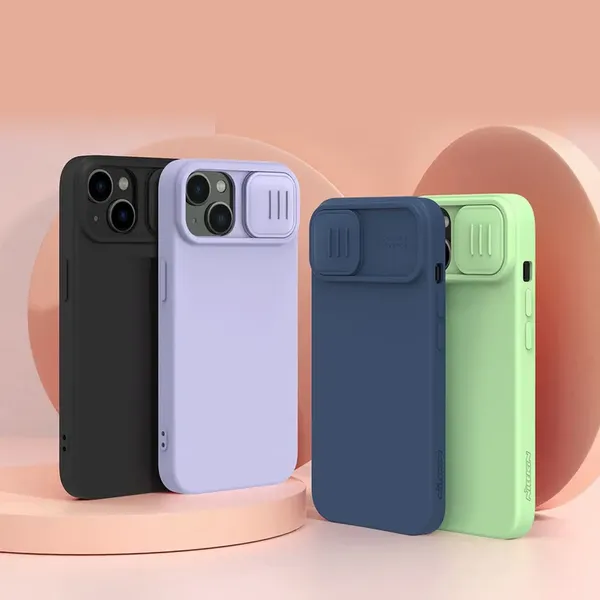 Nillkin CamShield Silky Silicone Case etui iPhone 14 pokrowiec z osłoną na aparat zielony