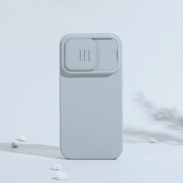 Nillkin CamShield Silky Silicone Case etui iPhone 14 Pro pokrowiec z osłoną na aparat niebieski