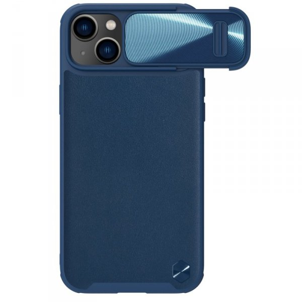 Nillkin CamShield Leather S Case etui iPhone 14 pokrowiec z osłoną na aparat niebieskie