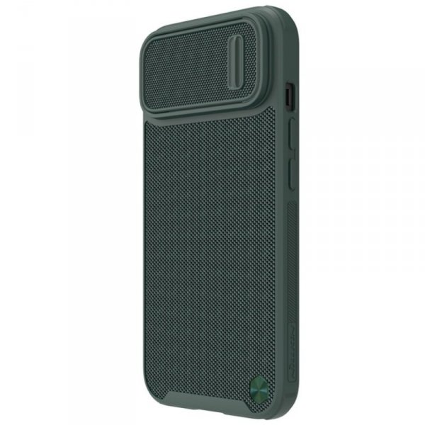 Nillkin Textured S Case etui iPhone 14 Pro Max pancerny pokrowiec z osłoną na aparat ciemnozielone