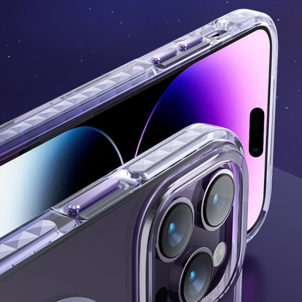 Kingxbar PQY Ice Crystal Series magnetyczne etui iPhone 14 MagSafe fioletowe