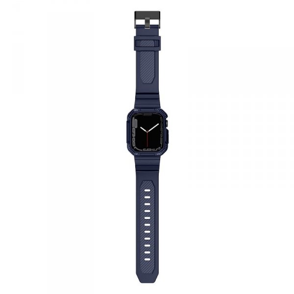 Kingxbar CYF106 2w1 pancerne etui Apple Watch SE, 9, 8, 7, 6, 5, 4, 3, 2, 1 (41, 40, 38 mm) z paskiem niebieskie