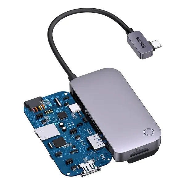 Uniwersalny HUB USB do tabletu / smartfona 6w1 USB-C Baseus PadJoy - ciemnoszary