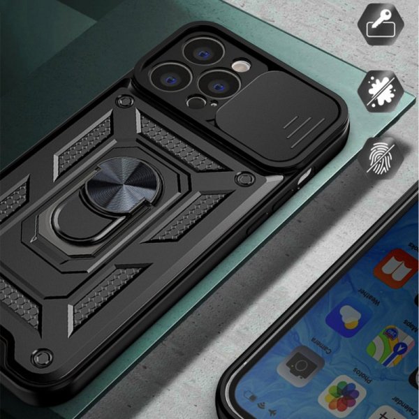 Hybrid Armor Camshield etui iPhone 13 Pro Max pancerny pokrowiec z osłoną na aparat czarne