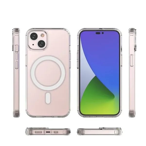 Etui magnetyczne Clear Magnetic Case z MagSafe do iPhone 14  ze srebrnym ringiem - przezroczyste