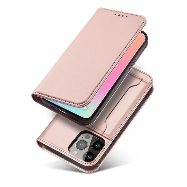 Magnet Card Case etui Samsung Galaxy S23+ pokrowiec z klapką portfel podstawka różowe