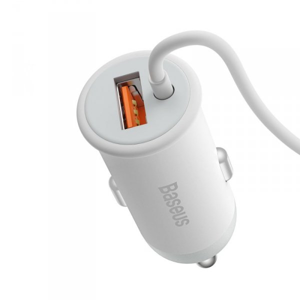 Baseus samochodowa ładowarka bezprzewodowa z uchwytem MagSafe 15W na kratkę nawiewu + USB-A 25W biała (CW01)