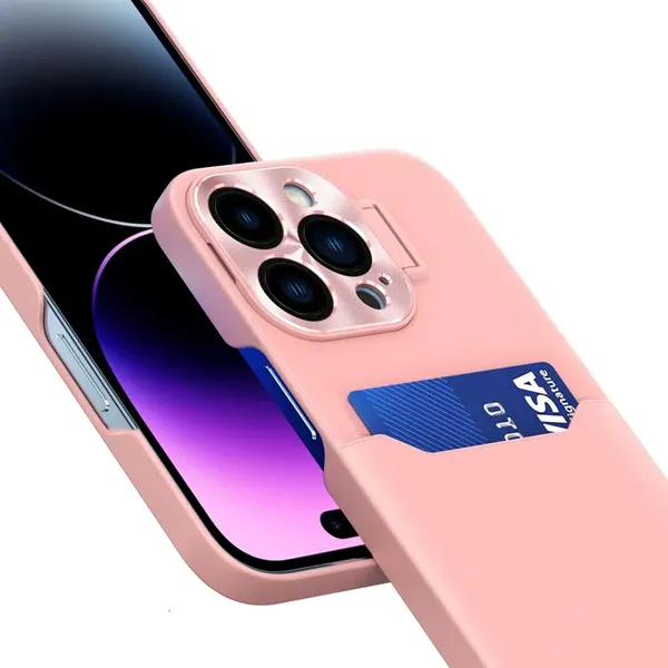 Leather Stand Case etui Samsung Galaxy S23+ pokrowiec portfel na kartę z podstawką różowe