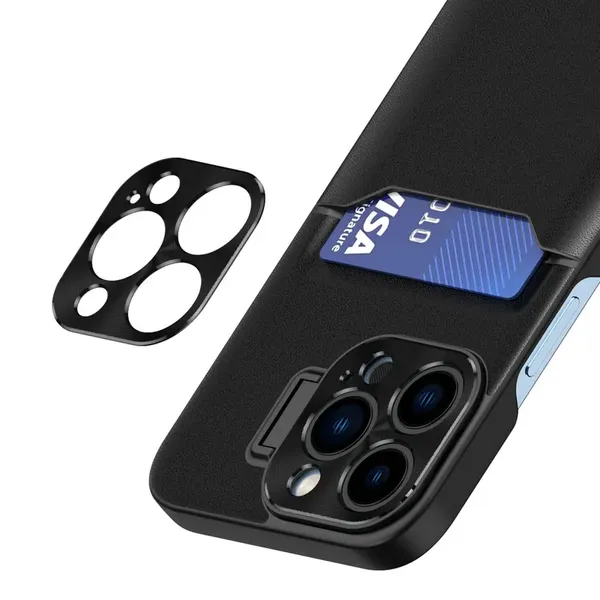 Leather Stand Case etui Samsung Galaxy S23+ pokrowiec portfel na kartę z podstawką czarne