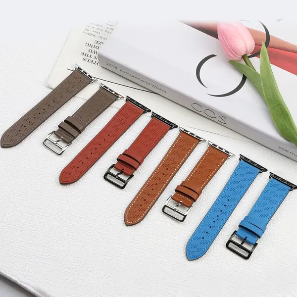 Strap Leather skórzany pasek Apple Watch SE, 9, 8, 7, 6, 5, 4, 3, 2, 1 (41, 40, 38 mm) opaska bransoleta czerwony