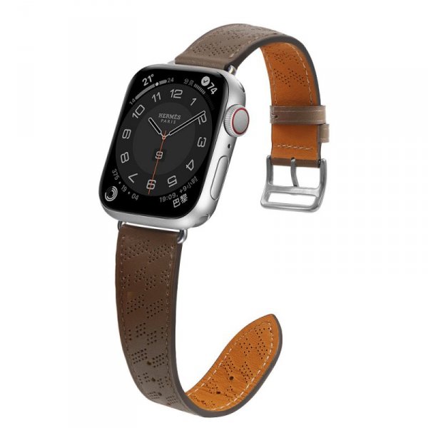 Strap Leather skórzany pasek Apple Watch Ultra, SE, 9, 8, 7, 6, 5, 4, 3, 2, 1 (49, 45, 44, 42 mm) opaska bransoleta ciemnobrązow