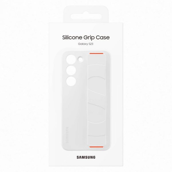 Samsung Silicone Grip Cover etui Samsung Galaxy S23 silikonowy pokrowiec z paskiem na rękę białe (EF-GS911TWEGWW)