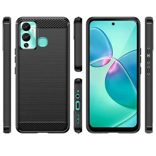 Carbon Case etui do Infinix Hot 12 Play NFC / Hot 12 Play elastyczny silikonowy karbonowy pokrowiec czarne