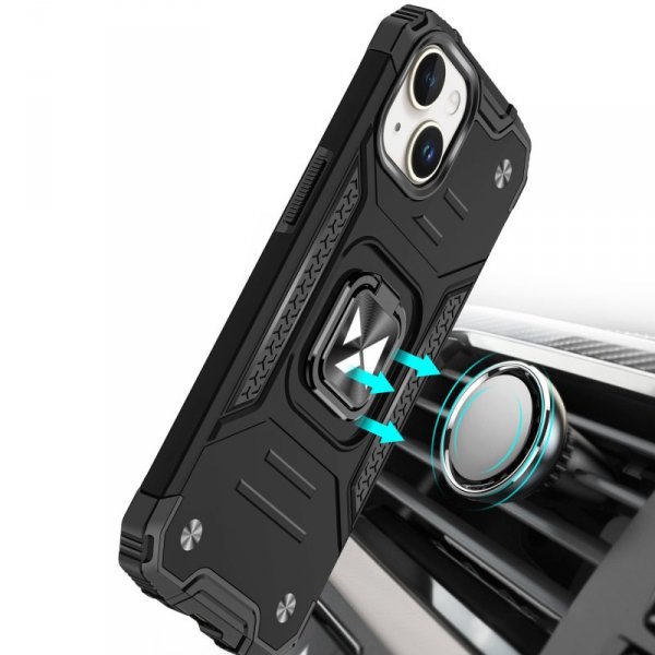 Pancerne etui z uchwytem na palec do iPhone 15 Plus Wozinsky Ring Armor - srebrne