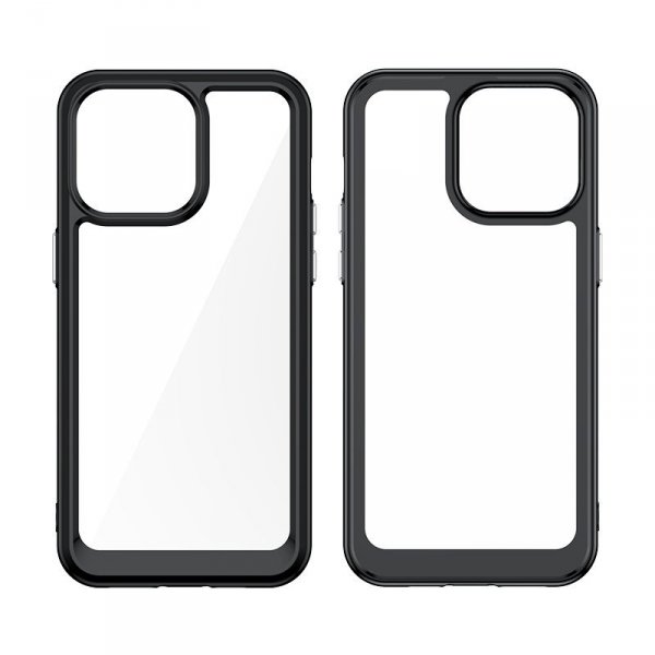 Wzmocnione etui z elastyczną ramką do iPhone 15 Pro Outer Space - czarne