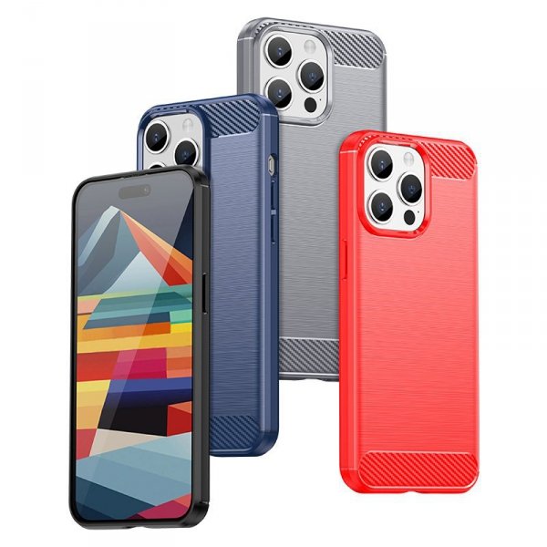 Elastyczne etui wzór karbon do iPhone 15 Pro Max Carbon Case - czarne