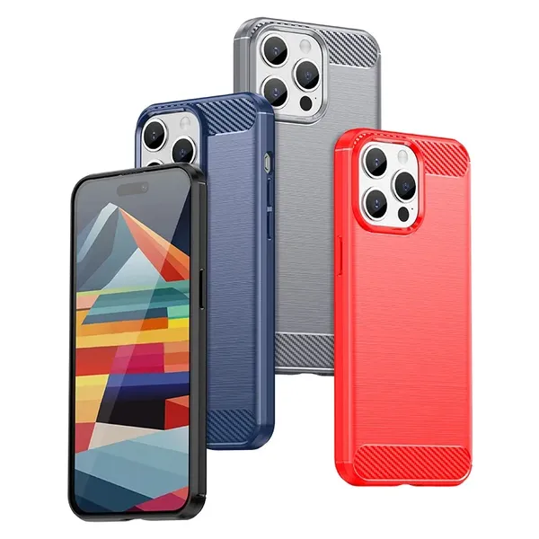 Elastyczne etui wzór karbon do iPhone 15 Pro Carbon Case - niebieskie