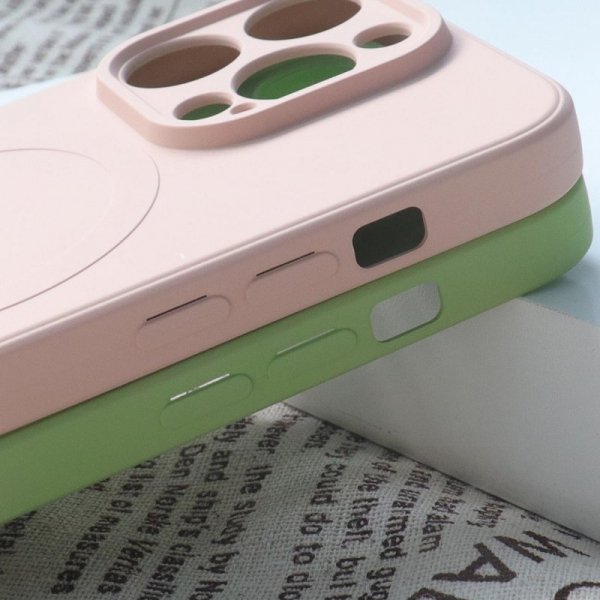 Silikonowe magnetyczne etui iPhone 14 Pro Silicone Case Magsafe - szaroniebieskie