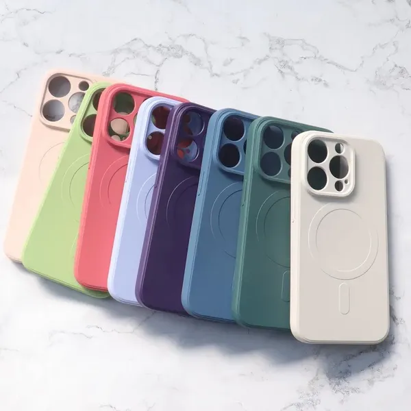 Silikonowe magnetyczne etui iPhone 13 Pro Max Silicone Case Magsafe - szaroniebieskie