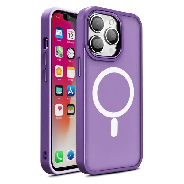 Magnetyczne etui z MagSafe Color Matte Case do iPhone 15 Pro Max - fioletowe