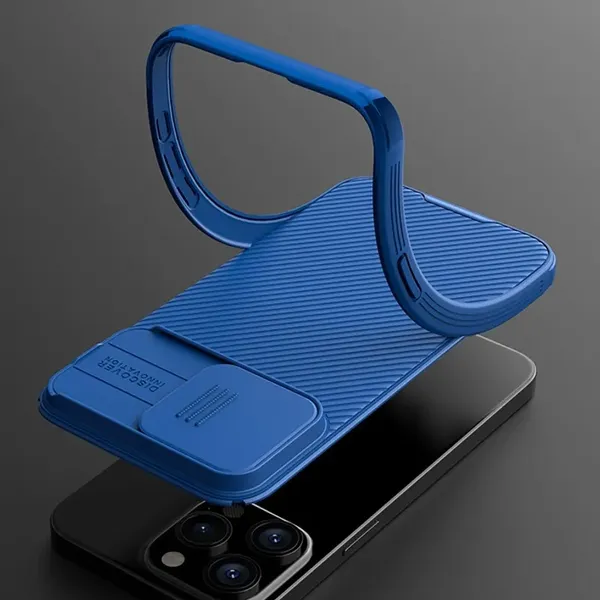 Pancerne etui Nillkin CamShield Pro Magnetic Case do iPhone 15 Pro Max z osłoną na aparat - fioletowe