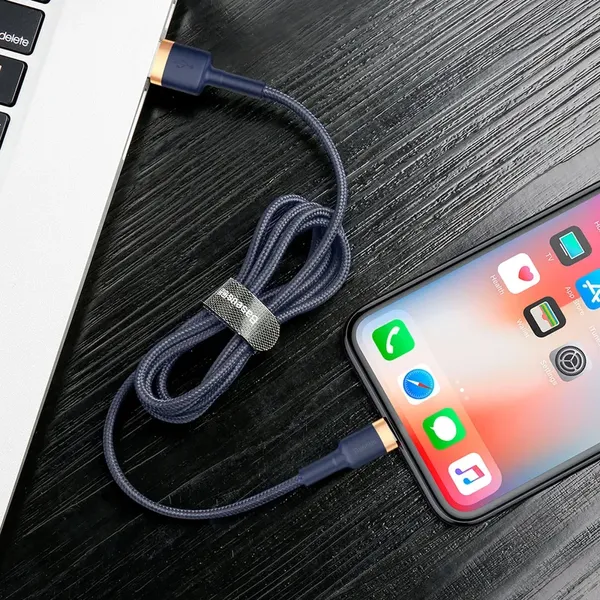 Kabel Baseus Cafule USB-A / Lightning 2.4A QC 3.0 1 m - niebiesko-złoty