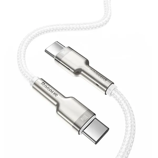 Kabel Baseus Cafule Series Metal Data USB-C / USB-C PD QC SCP 100W 5A 1 m - biały
