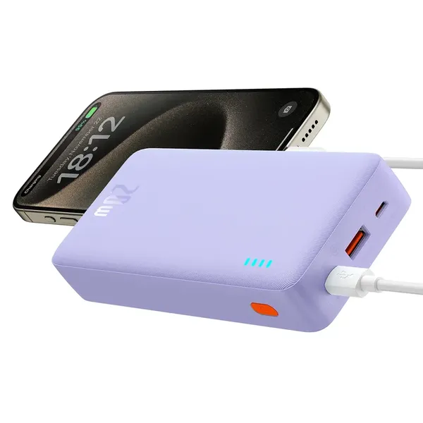 Powerbank Baseus Airpow 20W 20000mAh z kablem Baseus Simple Series USB-A - USB-C 50 cm - fioletowy