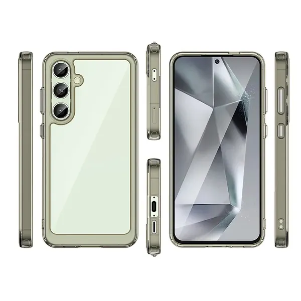 Etui silikonowe Outer Space Case z żelową ramką do Samsung Galaxy S24 FE - przezroczysto-czarne