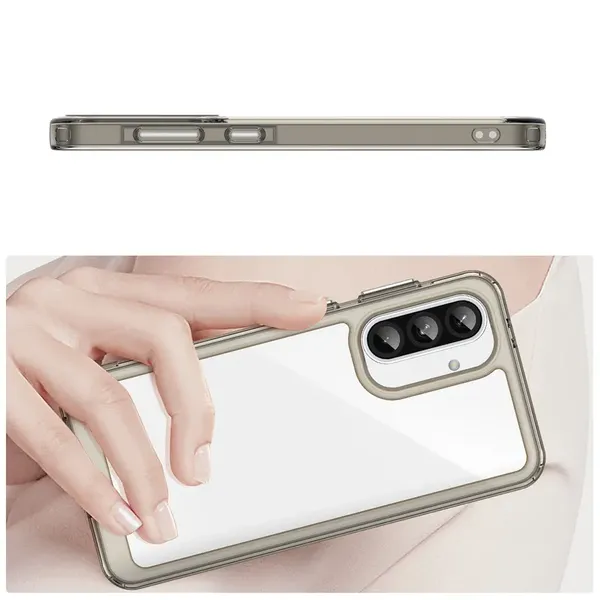Etui Outer Space Case do Samsung Galaxy A26 pokrowiec z elastyczną ramką  - półprzezroczyste, czarne