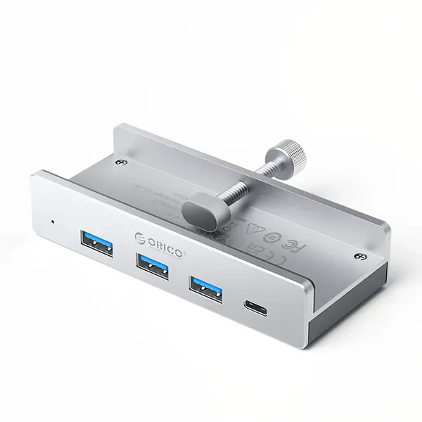 Hub Orico MH4PC montowany na zacisk USB-C / 3x USB-A 3.0 + 1x USB-C 3.0 - srebrny