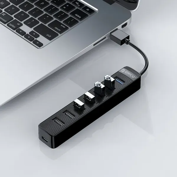 Hub Orico TWU32-4A USB-A 3.1 / 1x USB-A 3.1 + 3x USB-A 2.0 + USB-C 5V/3A - czarny