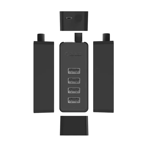 Hub Orico W5P-U2-100 4x USB-A 2.0 + microUSB 5V 1m - czarny