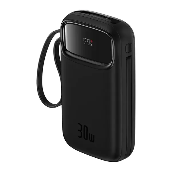 Powerbank Baseus QPow 2 20000mAh 30W z 2 wbudowanymi kablami USB-C - czarny