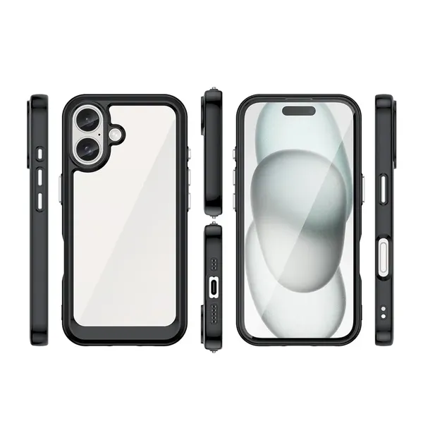 Etui Outer Space Case na iPhone 16e pokrowiec z elastyczną ramką - czarne